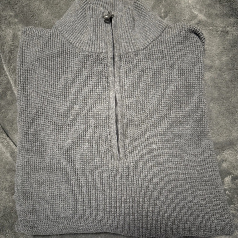 Michael Kors Gray Zip Up Sweater Ribbed Knit